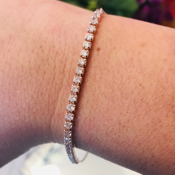 Rose sterling silver CZ bolo bracelet NEW! - Picture 4 of 7